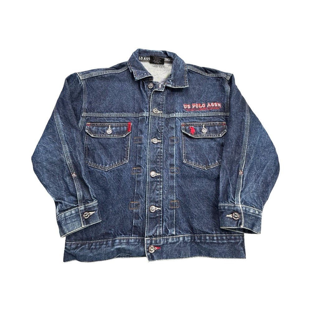 US Polo Assn Denim Jacket Mens S Blue Trucker Cotton Workwear Vintage 90's